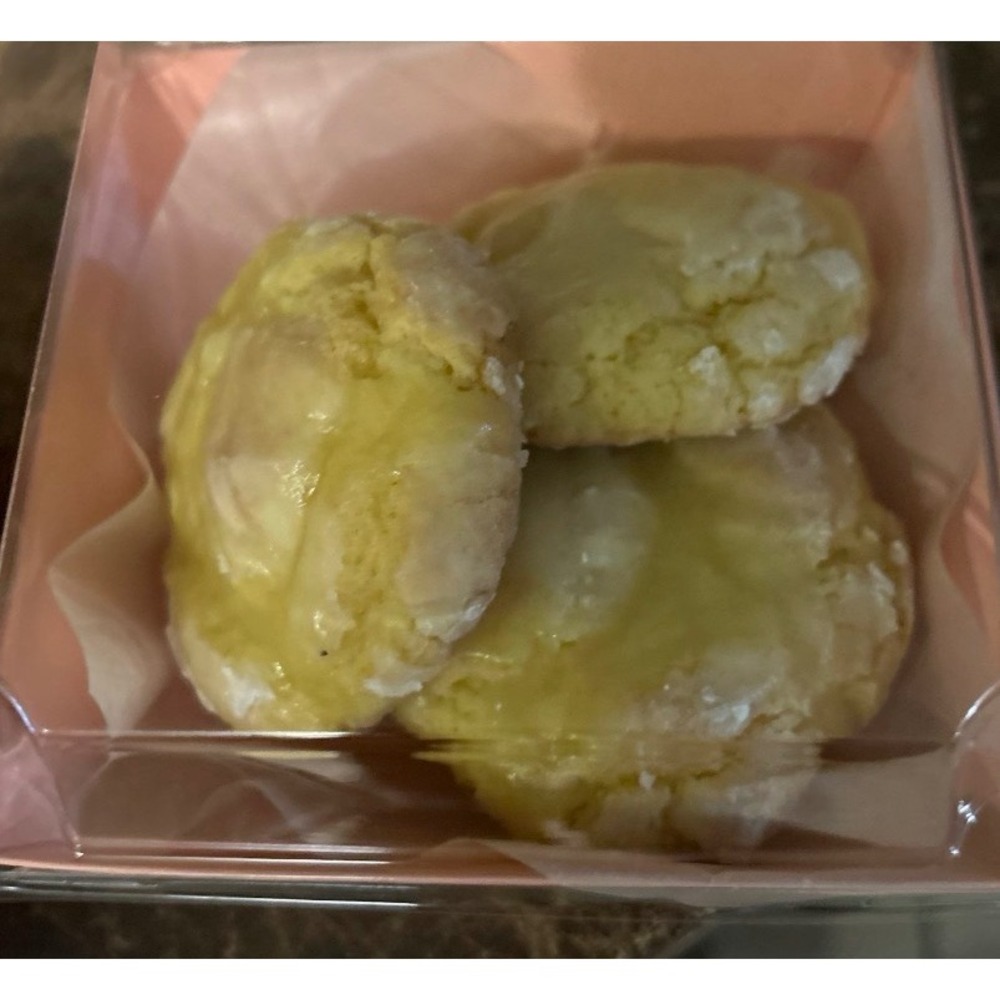 Lemon Crinkle Cookies Yellow Glazed Powdered Sugar Homemade Treats x 3
